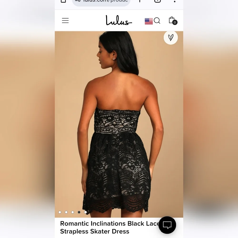 NWT Lulu's Black Lace Strapless Dress - Picture 4 of 7